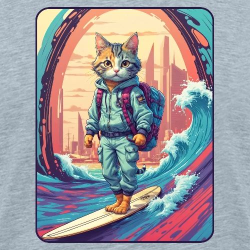 City Surf Messenger Cat - Men's Premium T-Shirt