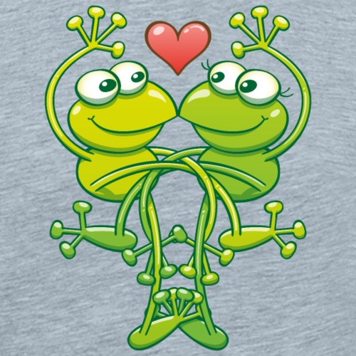 Sweet couple of green frogs madly falling in love - Men's Premium T-Shirt