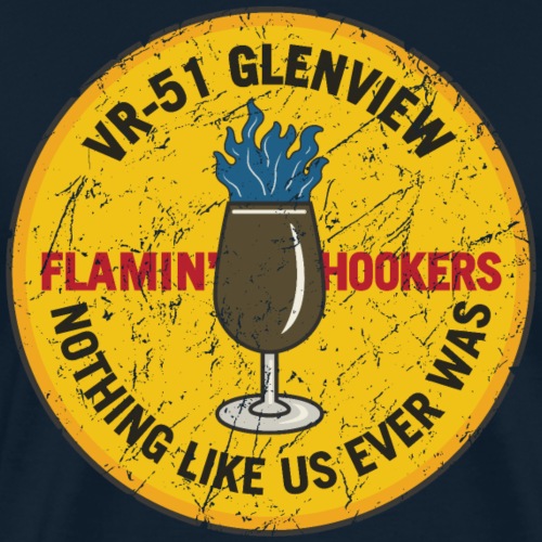 Retro Flamin' Hookers VR-51 Glenview Squadron Logo - Men's Premium T-Shirt
