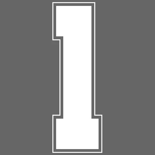 White Number 1 – Varsity Font - Men's Premium T-Shirt