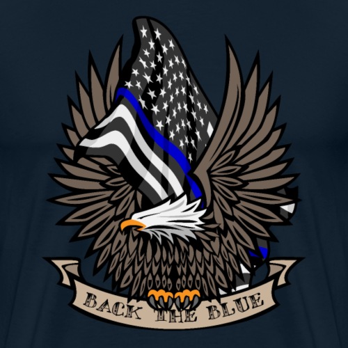 Back the Blue USA Police Blue Line Flag With Eagle - Men's Premium T-Shirt