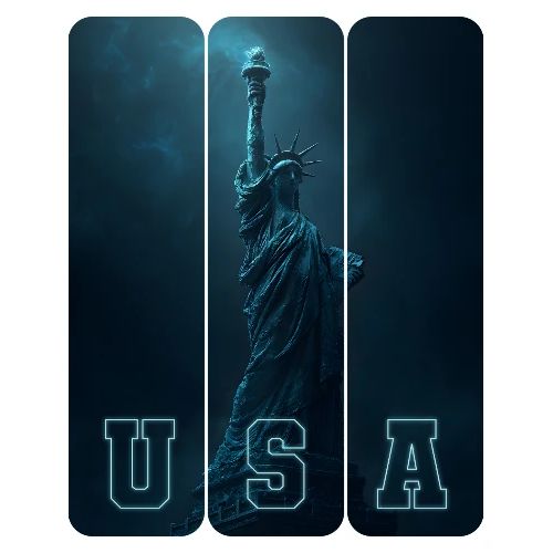 Neon Liberty USA Triptych - Men's Premium T-Shirt