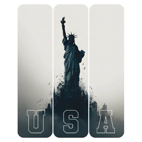 USA: Liberty Rising Over Manhattan - Men's Premium T-Shirt