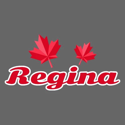 Regina with two red maple leaves - Men's Premium T-Shirt