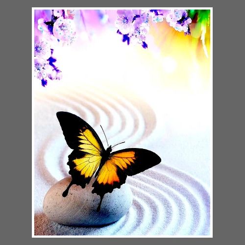 Monarch Butterfly Artistic Flowered Print - Men's Premium T-Shirt