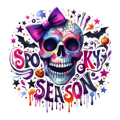 Halloween Collection - Spooky Skull Purple Ribbon - Men's Premium T-Shirt