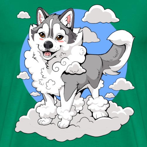 Memphis the Fluffy Land Cloud | Siberian Husky - Men's Premium T-Shirt