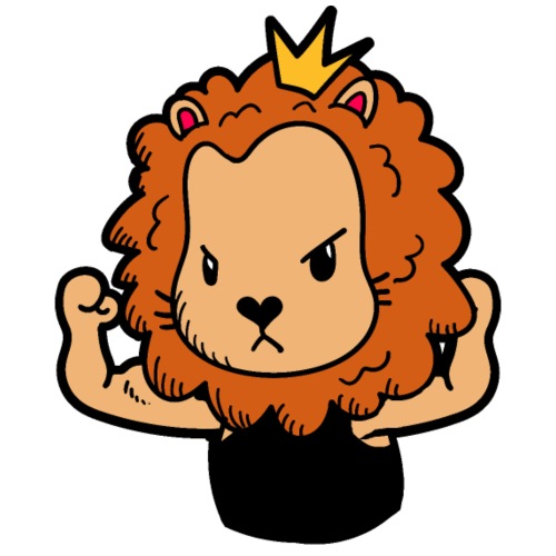 Cute Strong Lion Flexing Muscles - Men's Premium T-Shirt