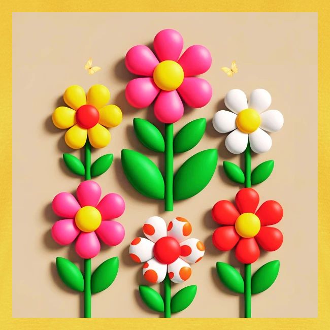 3D Flowers and Butterflies in Amber, Floral Design