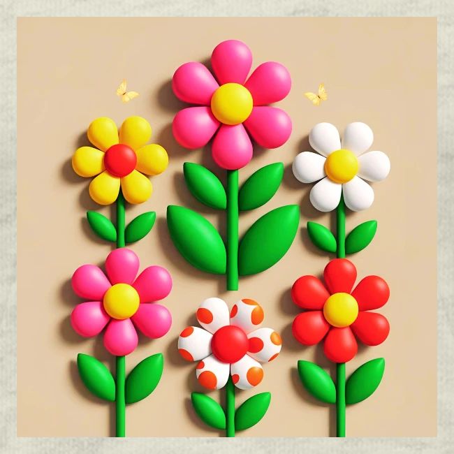 3D Flowers and Butterflies in Amber, Floral Design