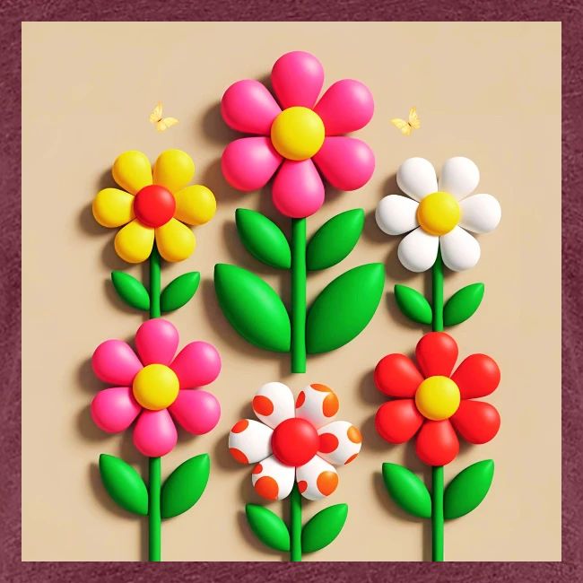 3D Flowers and Butterflies in Amber, Floral Design
