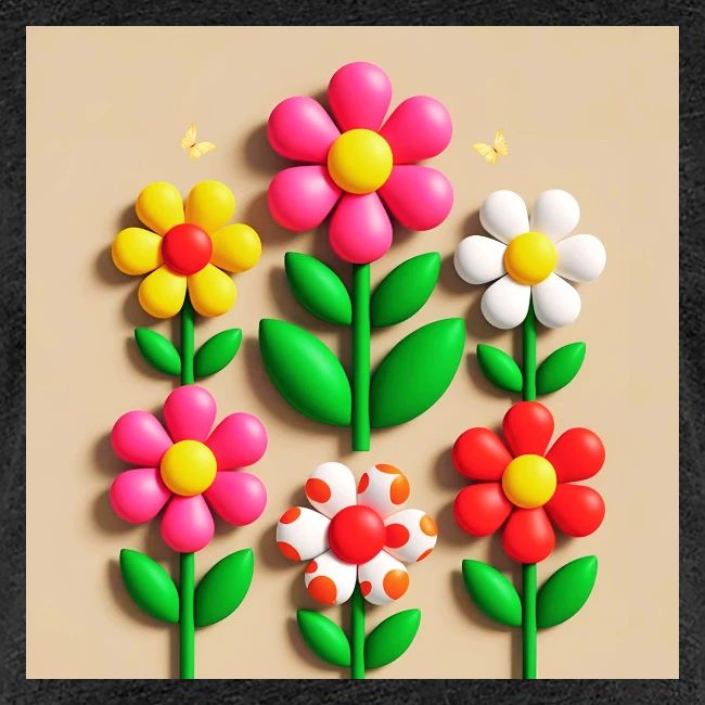 3D Flowers and Butterflies in Amber, Floral Design