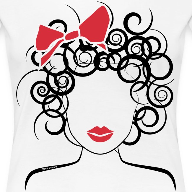 Curly Girl with Red Bow