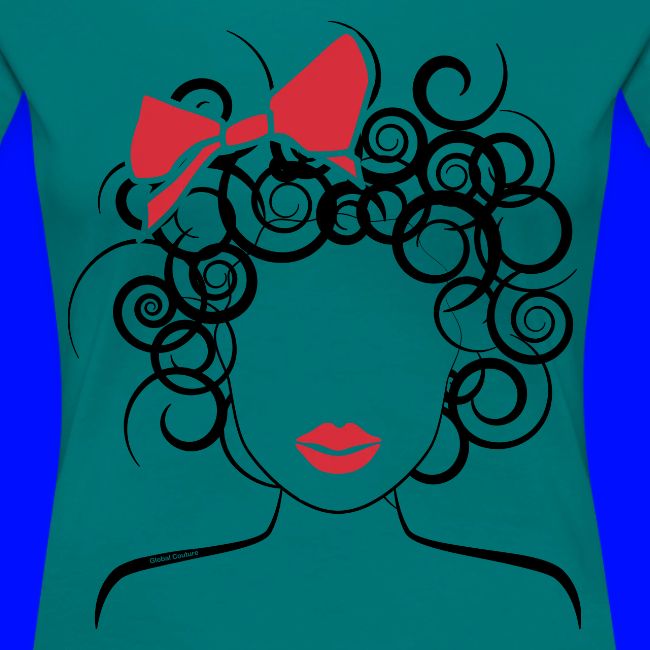 Curly Girl with Red Bow