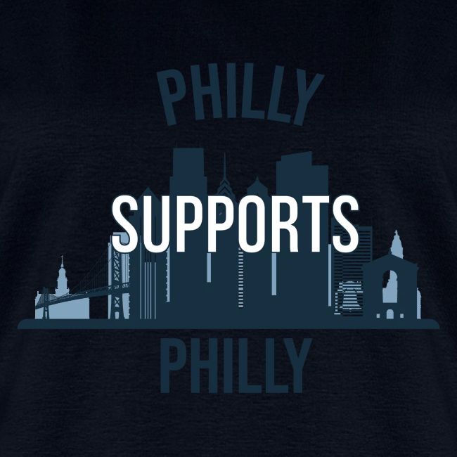 Philly Supports Philly skyline blue transparentbg