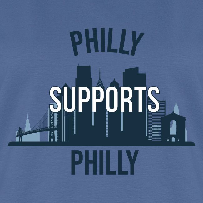 Philly Supports Philly skyline blue transparentbg