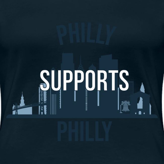 Philly Supports Philly skyline blue transparentbg