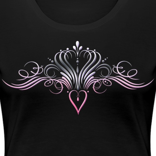 Crown with heart. Princess design. Pink, silver. - Women's Premium T-Shirt