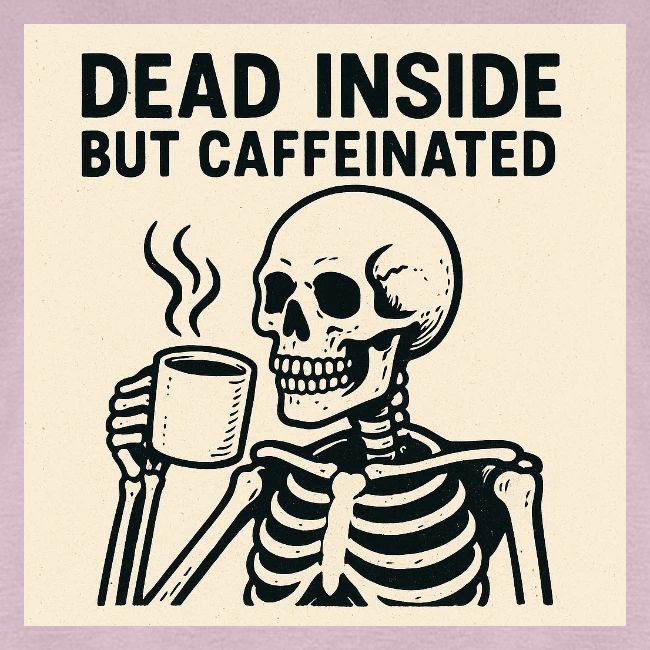 Skeleton Sipping Coffee
