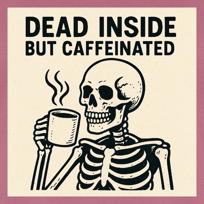 Skeleton Sipping Coffee