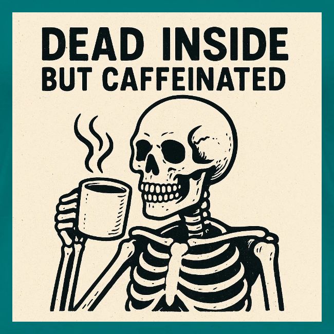 Skeleton Sipping Coffee