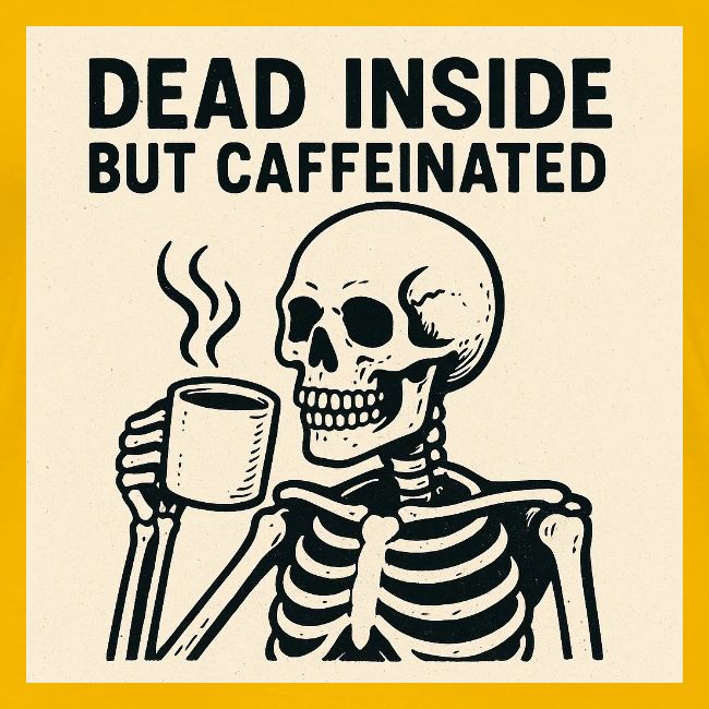 Skeleton Sipping Coffee