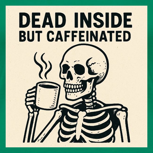 Skeleton Sipping Coffee