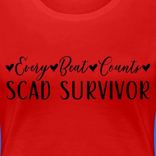 SCADEveryBeatCounts BlackwRedHearts Front - Women's Premium T-Shirt