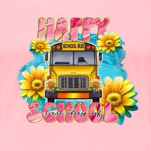 Flower School Bus to Celebrate the Happy Last Day - Women's Premium T-Shirt