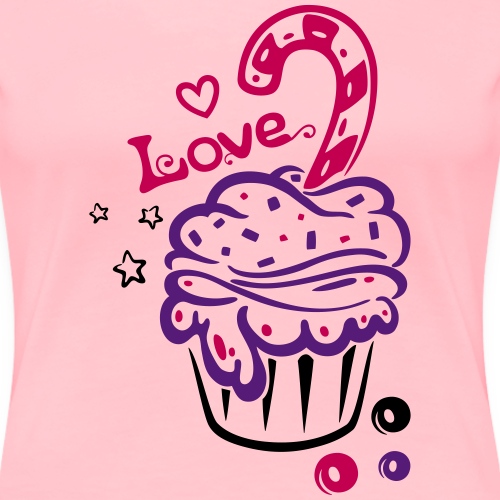 Cupcake, Muffin with heart, stars and sweets - Women's Premium T-Shirt