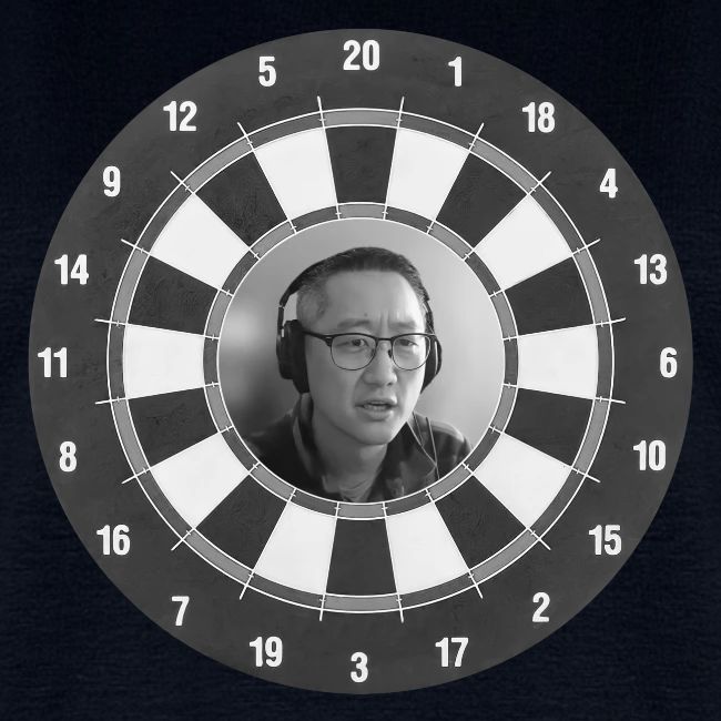 Producer Jay on Dartboard with Fusco Show back