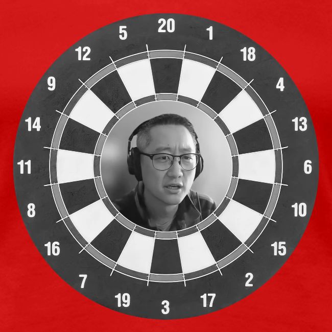 Producer Jay on Dartboard with Fusco Show back