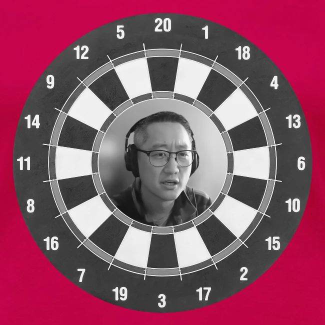 Producer Jay on Dartboard with Fusco Show back