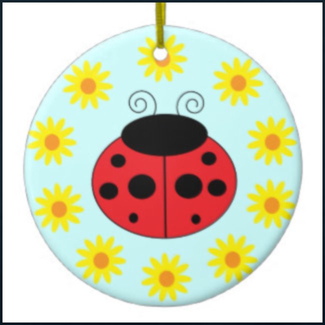 ladybug and flowers ornament redfe381bd7f1400888a0