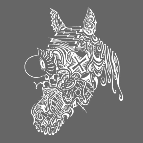 BoxyQueens Horse. Eclectic Doodle Horse (White) - Women's Premium T-Shirt