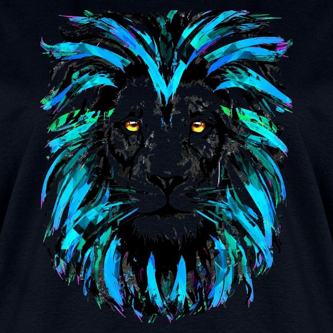 Blue Lion Head Portrait Illustration - Zodiac Leo