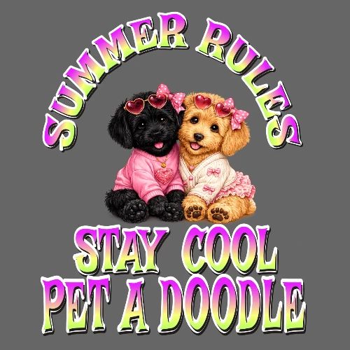 Summer Rules Stay Cool Pet A Doodle Cute Doodle - Women's Premium T-Shirt
