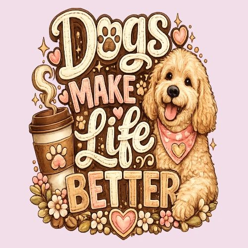 Dogs Make Life Better | Faux Embroidery Style - Women's Premium T-Shirt