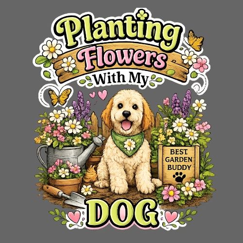 Planting Flowers With My Dog - Women's Premium T-Shirt