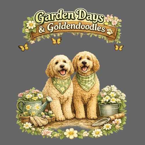 Garden Days & Goldendoodles Cozy Dog Lovers Design - Women's Premium T-Shirt