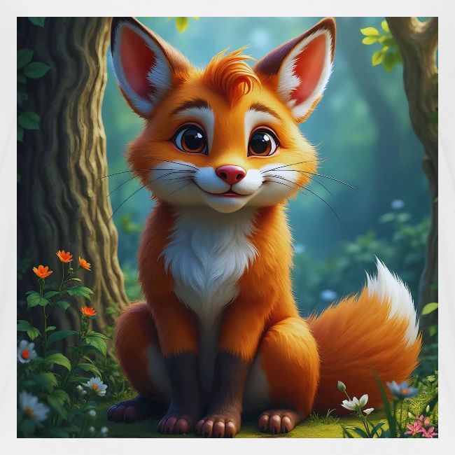 Magical fantasy fox in enchanted forest scene