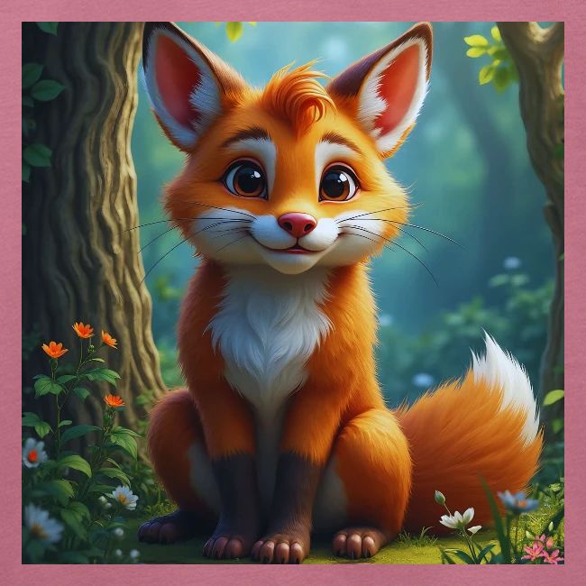 Magical fantasy fox in enchanted forest scene