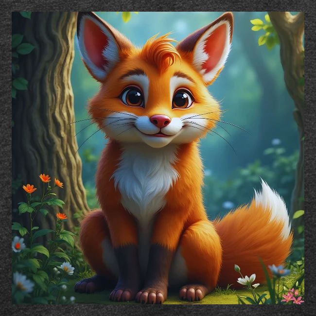 Magical fantasy fox in enchanted forest scene