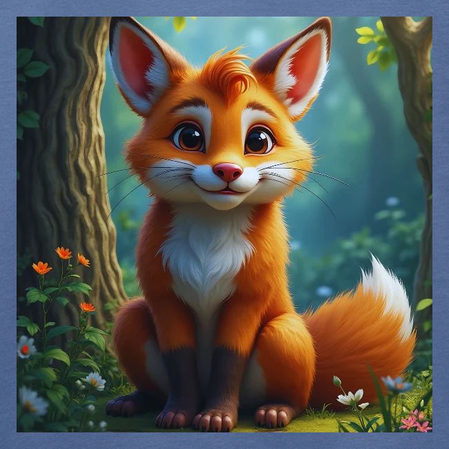 Magical fantasy fox in enchanted forest scene