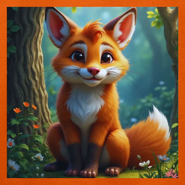 Magical fantasy fox in enchanted forest scene
