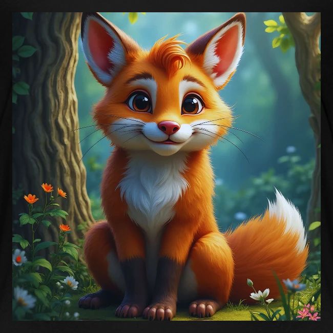 Magical fantasy fox in enchanted forest scene
