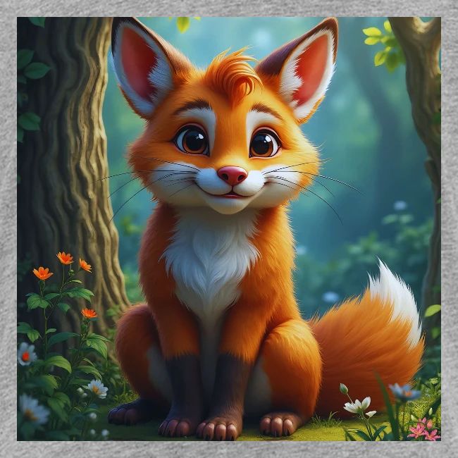 Magical fantasy fox in enchanted forest scene