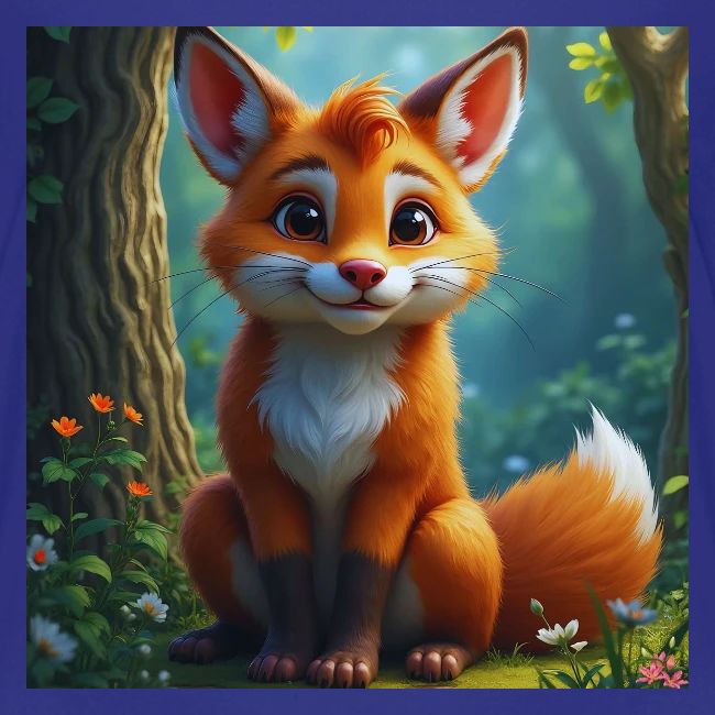 Magical fantasy fox in enchanted forest scene