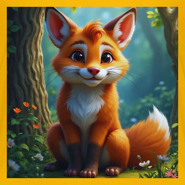 Magical fantasy fox in enchanted forest scene