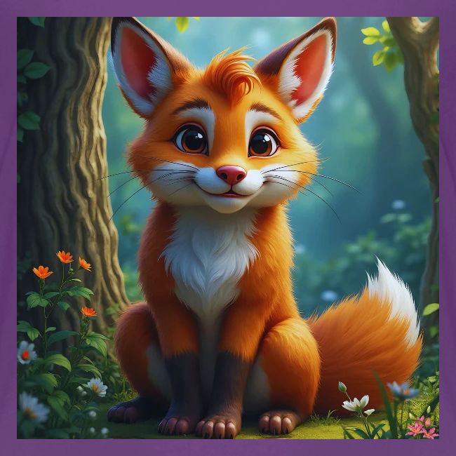 Magical fantasy fox in enchanted forest scene